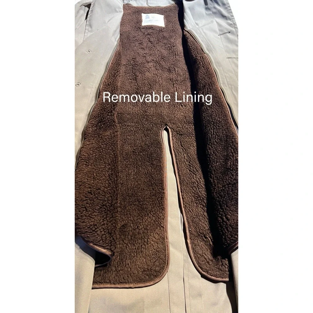 Vintage London Fog Mens 40L Khaki Tan Full Length Trench All Weather Rain Coat - Picture 8 of 15